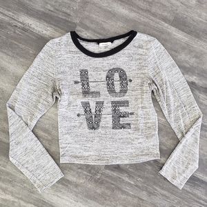 Grey Black Love Cropped TeenBell Long Sleeve